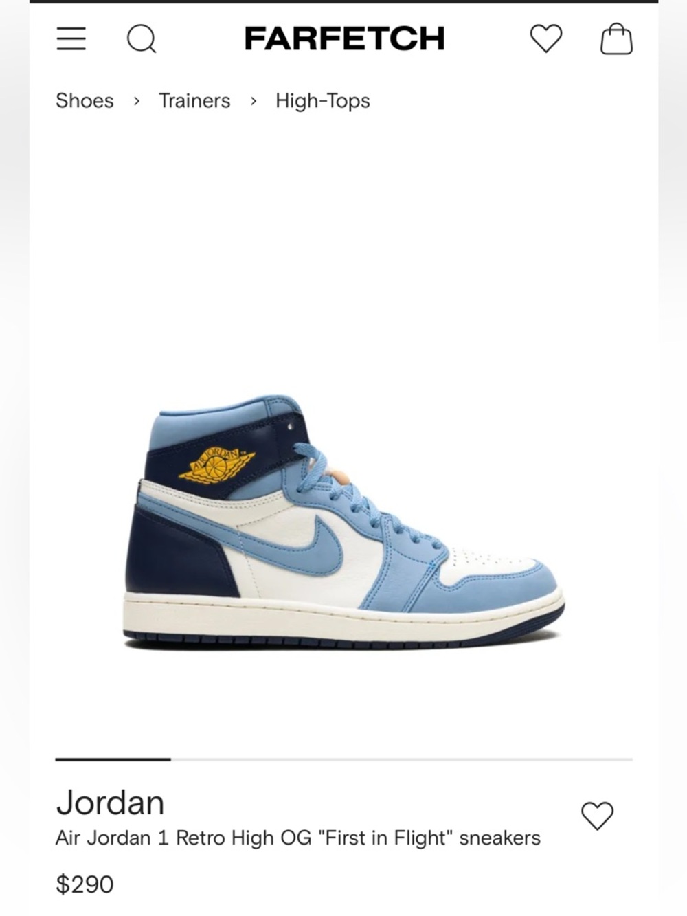 Air Jordan 1 Retro High OG "First in Flight" sneakers